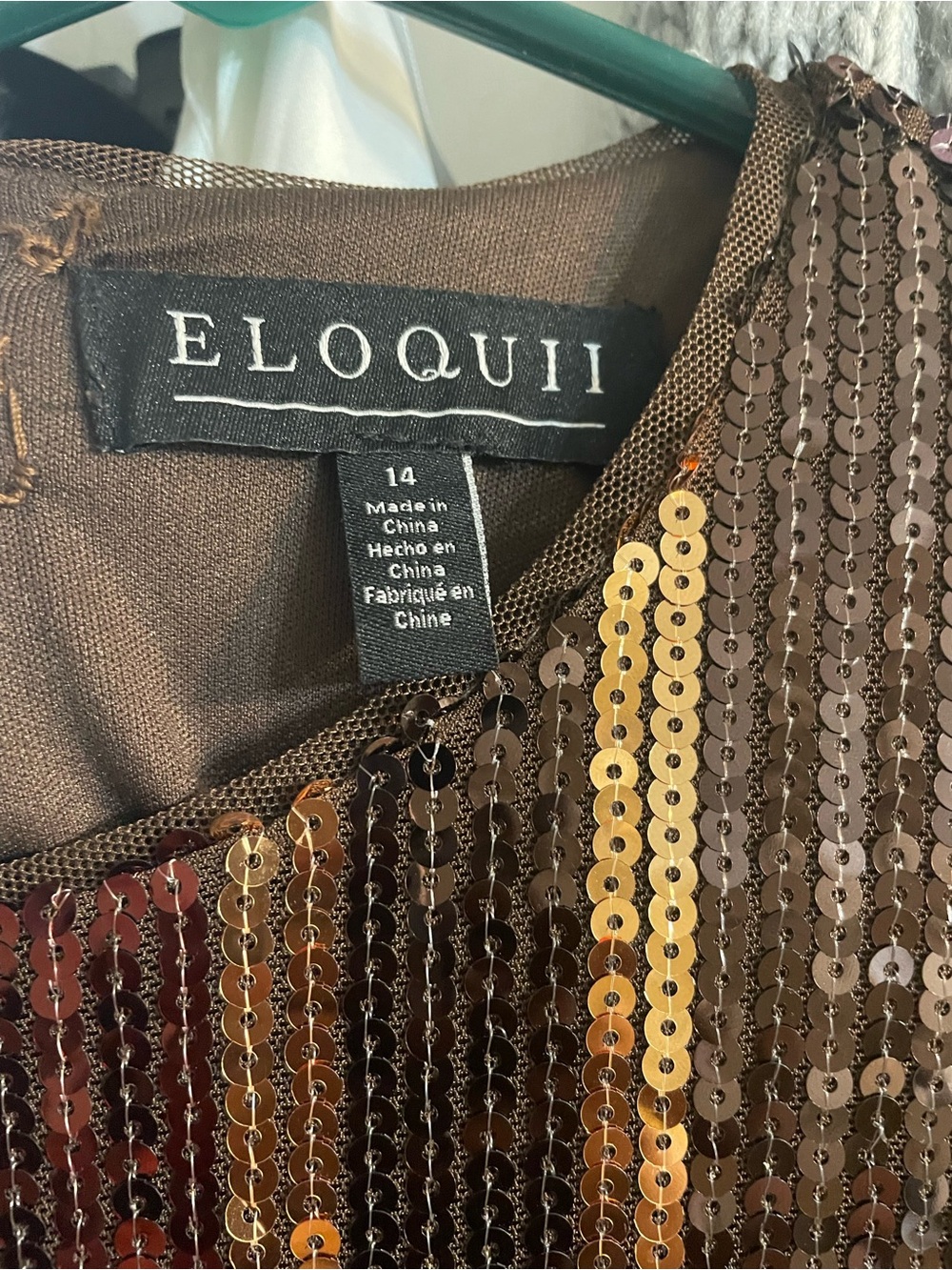 Eloquii Burgundy, Gold & Brown Striped Sequin Midi Dress - Picture 3 of 5